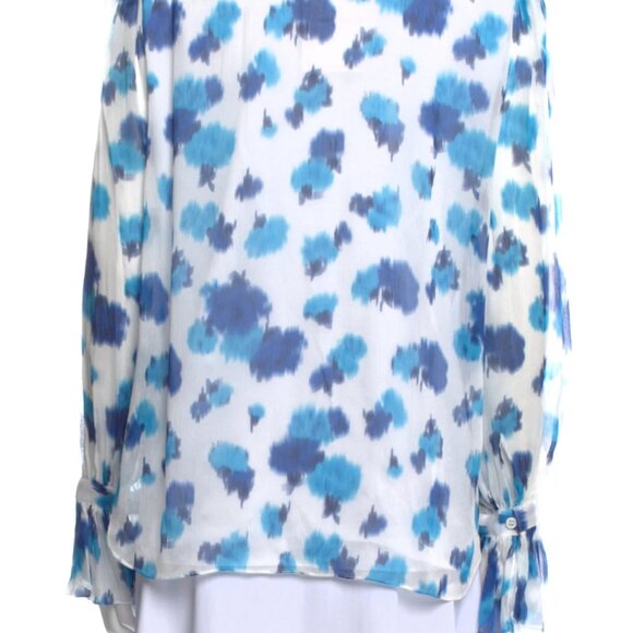 Carolina Herrera Tie-Dye Print Long Sleeve Button-Up Top w/ Tags - Picture 2 of 7